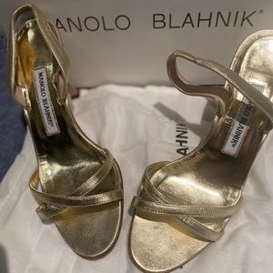 Manolo Blahnik gold sandals. Worn once